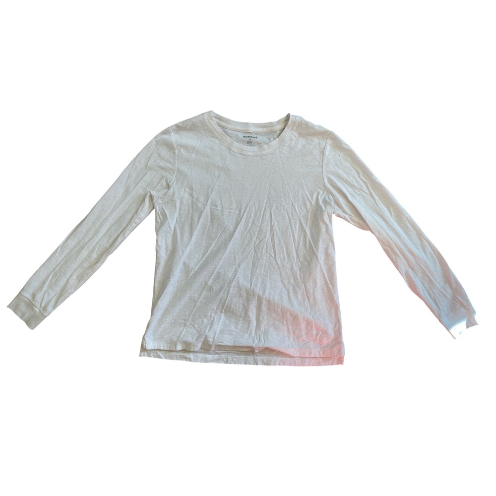 BOMBAS Mens White Cotton Bee Better Long Sleeve Crew Neck T Shirt Size M‎